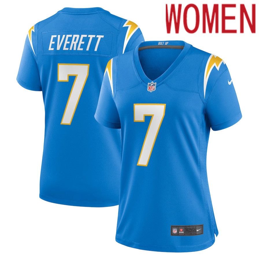 Women Los Angeles Chargers #7 Gerald Everett Nike Powder Blue Player Game NFL Jersey->women nfl jersey->Women Jersey